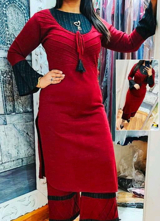 KASANI PlusSize Winter-Wear CotsWool Full Sleve Kurta/Kurti for Women. 6XL  Red : Amazon.in: Fashion
